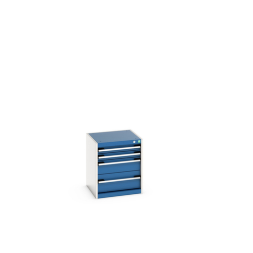 bott Ladekast cubio oppervlak 525 x 525 mm, 4 lade(n), RAL7035 lichtgrijs/RAL5010 gentiaanblauw