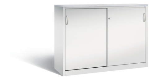 C+P Kantoorkast met schuifdeuren ERGO lichtgrijs met afdekplaat