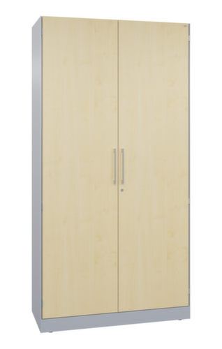 C+P Kast met openslaande deuren Asisto, 5 ordnerhoogten, RAL9006 blank aluminiumkleurig/esdoorn