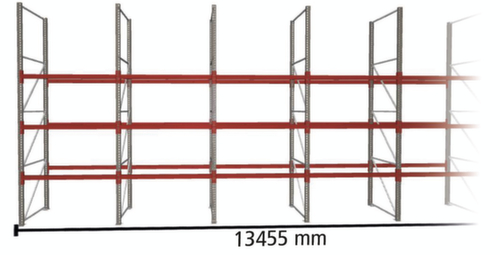 META Palletstelling MULTIPAL voor 56 pallets, 13455 mm breed, 4 opslagniveaus