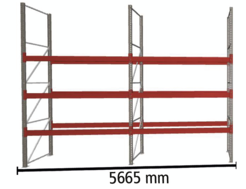 META Palletstelling MULTIPAL voor 24 pallets, 5665 mm breed, 4 opslagniveaus