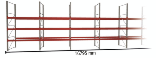 META Palletstelling MULTIPAL voor 72 pallets, 16795 mm breed, 4 opslagniveaus
