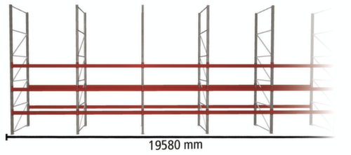 META Palletstelling MULTIPAL voor 84 pallets, 19580 mm breed, 4 opslagniveaus