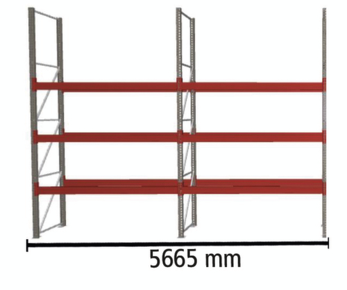 META Palletstelling MULTIPAL voor 16 pallets, 5665 mm breed, 4 opslagniveaus