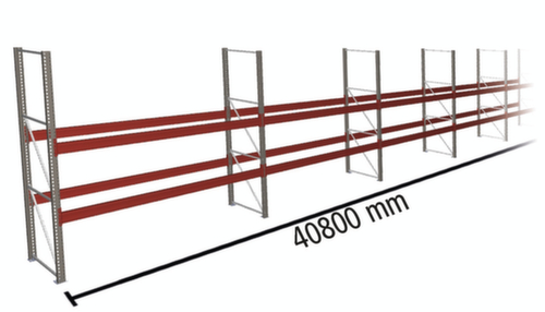 META Palletstelling MULTIPAL voor 132 pallets, 40800 mm breed, 3 opslagniveaus