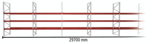 META Palletstelling MULTIPAL voor 128 pallets, 29700 mm breed, 4 opslagniveaus