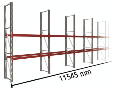 META Palletstelling MULTIPAL voor 18 pallets, 11545 mm breed, 3 opslagniveaus