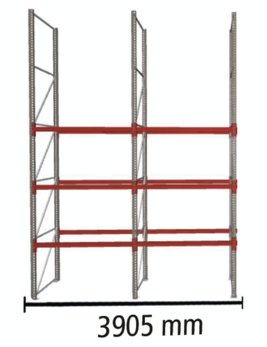 META Palletstelling MULTIPAL voor 8 pallets, 3905 mm breed, 4 opslagniveaus