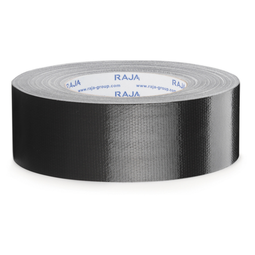 Glanzende waterdichte textieltape Raja 50 mm x 50 m zwart