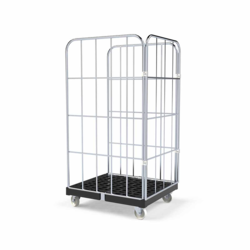 Rolcontainer BASICline met 3 wanden, draagvermogen 500 kg, lengte x breedte 845 x 724 mm