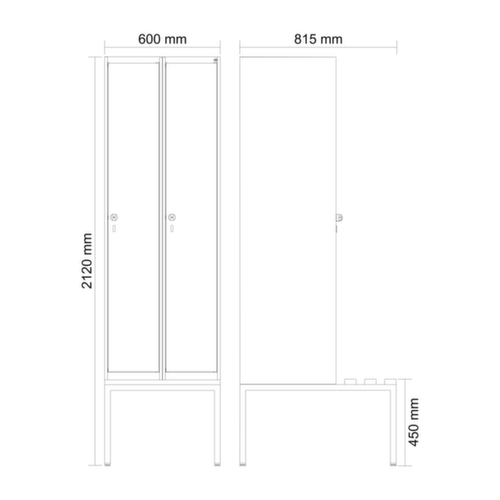 C+P locker Evolo PLUS met bank, vakbreedte 300 mm