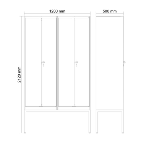 C+P locker voor scheiding van kleding Evolo PLUS met dubbele vakken, vakbreedte 300 mm
