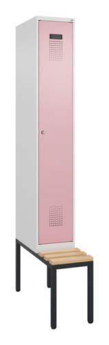 C+P locker voor scheiding van kleding Evolo PLUS met bank, vakbreedte 300 mm