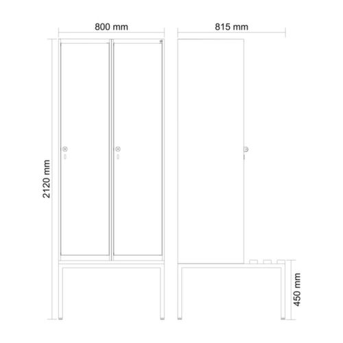 C+P locker Evolo PLUS met bank, vakbreedte 400 mm