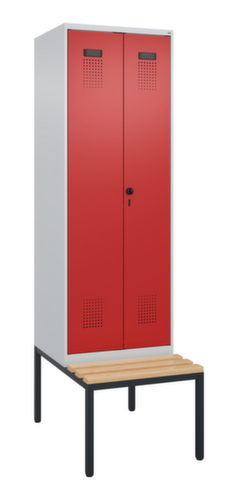 C+P PBM-locker Evolo PLUS voor het gescheiden opbergen van kleding met bank, vakbreedte 300 mm