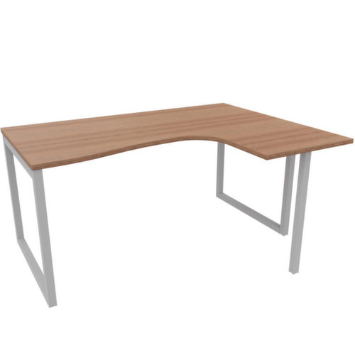 Quadrifoglio Hoekbureau Practika, sledeframe, breedte 1600 mm, canaletto-hout/aluminium