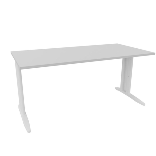 Quadrifoglio Bureau Practika met C-voetonderstel, breedte x diepte 1600 x 800 mm, plaat grijs