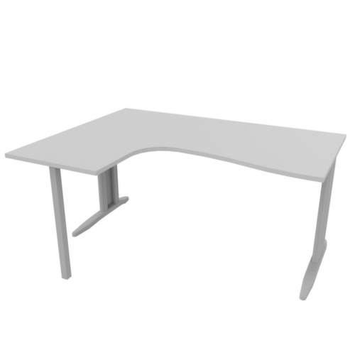 Quadrifoglio Hoekbureau Practika, C-voetonderstel, breedte 1600 mm, grijs/aluminium