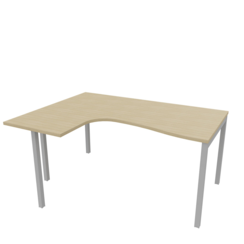Quadrifoglio Hoekbureau Practika, 4-voetonderstel, breedte 1600 mm, eiken/aluminium