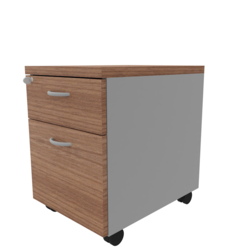 Quadrifoglio Rolcontainer Practika met HR uittrekbaar, 1 lade(n), aluminium/canaletto-hout