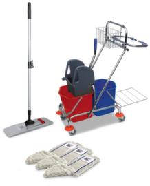 Universele dweilwagenset, 2x17 l emmer in ROOD/BLAUW