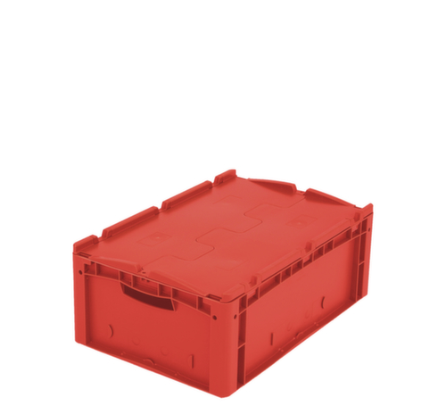 Euronorm-stapelbakken, rood, inhoud 43 l, Tweedelig scharnierdeksel