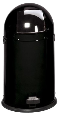Pedaalemmer met scharnierend deksel van roestvrij staal, 52 l, zwart