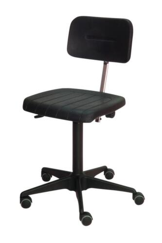 ESD-werkstoel, zitting PU-schuim met stalen inzetelement zwart, met rollen  L