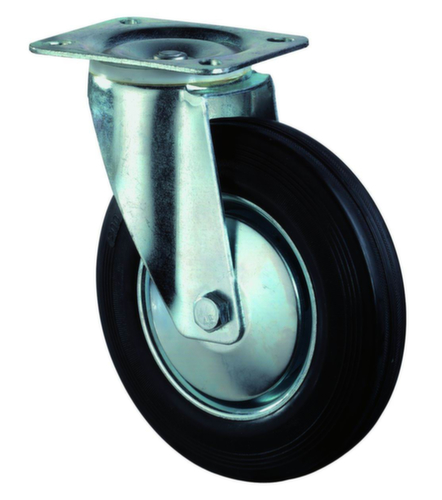 BS-ROLLEN Robuust massief rubberen wiel, draagvermogen 250 kg, massief rubber banden  L