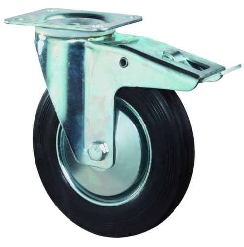 BS-ROLLEN Robuust massief rubberen wiel, draagvermogen 250 kg, massief rubber banden  L
