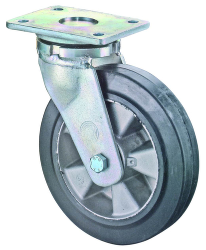 BS-ROLLEN Elastisch massief rubber wiel voor zwaar gebruik, draagvermogen 350 kg, elastiek banden  L