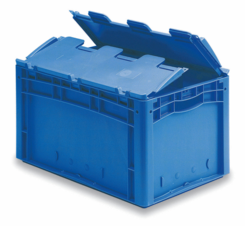 Euronorm stapelcontainers met geribbelde bodem, blauw, inhoud 79 l, Tweedelig scharnierdeksel