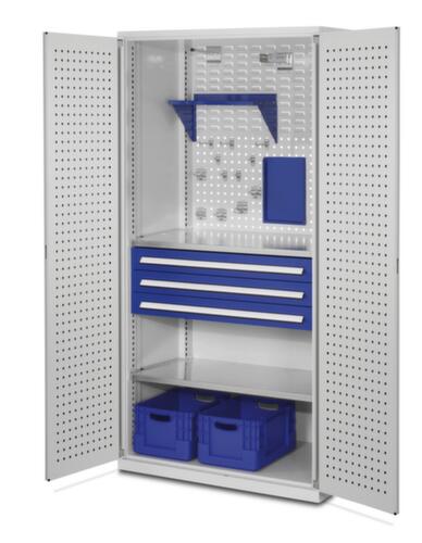 Kappes Werkplaatskast RasterPlan® met deuren in geperforeerde plaat, 3 lade(n)