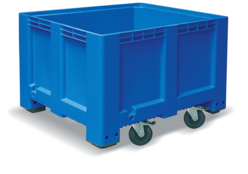 Grote container voor koelhuizen, inhoud 610 l, blauw, 4 zwenkwielen  L