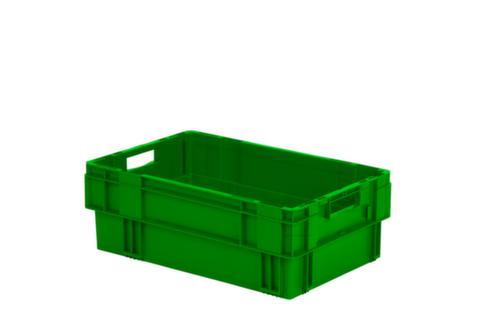 Euronorm-draaistapelbak met geribde bodem, groen, inhoud 38 l