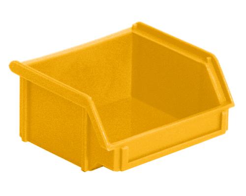 Stapelbare zichtbak Classic met grote verzonken greep, geel, diepte 95 mm  L