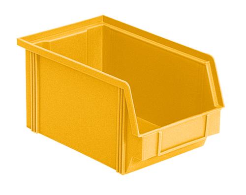 Stapelbare zichtbak Classic met grote verzonken greep, geel, diepte 230 mm  L