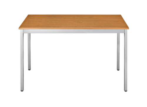 Rechthoekige multifunctionele tafel met frame van vierkante buis, breedte x diepte 1400 x 800 mm, plaat kersenboom