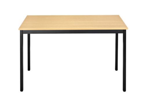 Rechthoekige multifunctionele tafel met frame van vierkante buis, breedte x diepte 1600 x 800 mm, plaat beuken