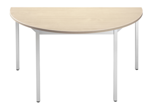 Halfronde multifunctionele tafel met frame van vierkante buis, breedte x diepte 1400 x 700 mm, plaat esdoorn