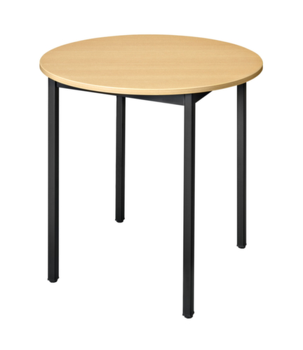 Ronde multifunctionele tafel met frame van vierkante buis, Ø 800 mm, plaat beuken