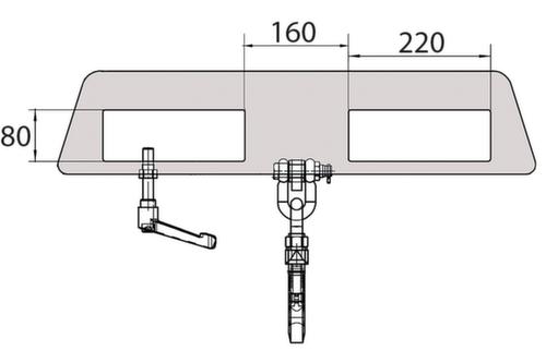 Bauer Lasthaak LH-II met 2 vorksloffen, draagvermogen 5000 kg, met corrosiebeschermende zinklaag  L