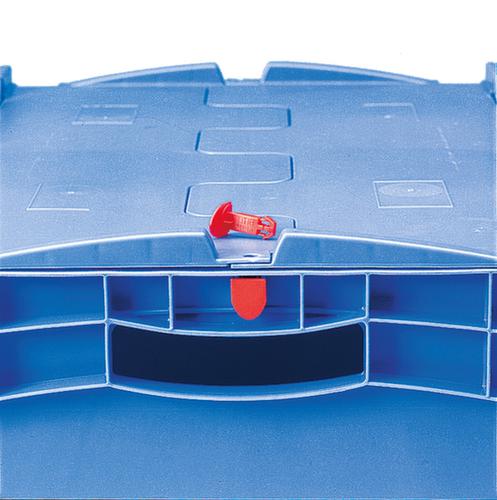 Euronorm stapelcontainers met geribbelde bodem, blauw, inhoud 49 l, Tweedelig scharnierdeksel  L