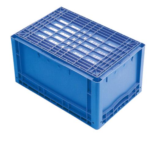 Euronorm stapelcontainers met geribbelde bodem, blauw, inhoud 79 l, Tweedelig scharnierdeksel  L