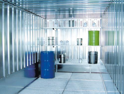 Roosterstelling voor containers voor gevaarlijke stoffen, breedte x diepte 1800 x 500 mm