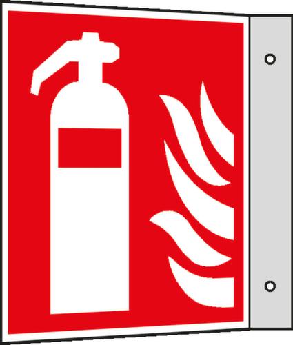 Brandbeveiligingsbord SafetyMarking® brandblusser, uithangbord, lang nalichtend  L
