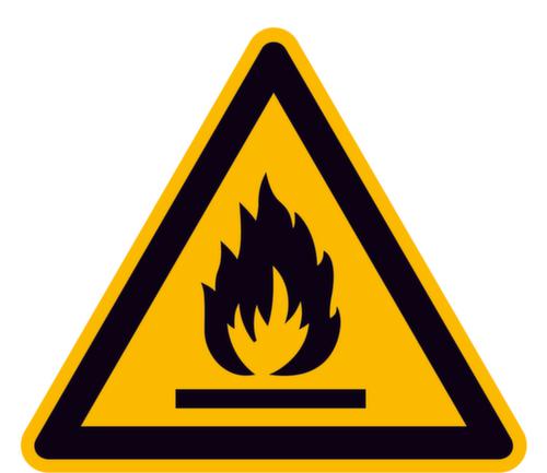 Waarschuwingsbord voor brandgevaarlijke stoffen, sticker  L