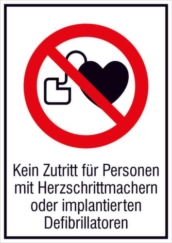 Combi-verbodsbord “Verboden voor personen met pacemaker”, wandbord, standaard  L