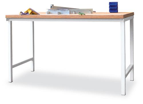 PAVOY Werkbank met frame in lichtgrijs en beuken-multiplexblad, lichtgrijs  L