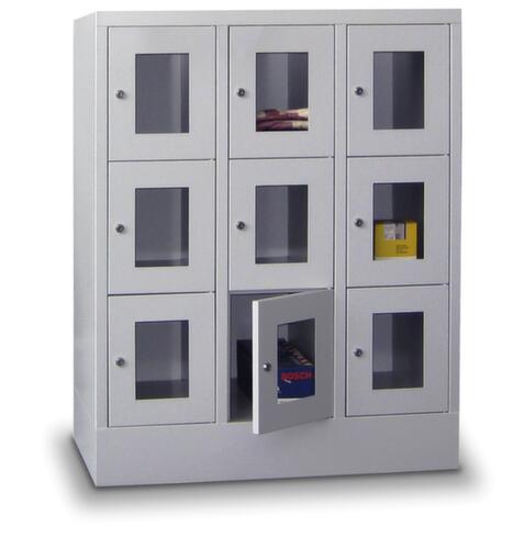 PAVOY Lockersysteem Basis lichtgrijs met vensterdeuren + maximaal 8 vakken  L
